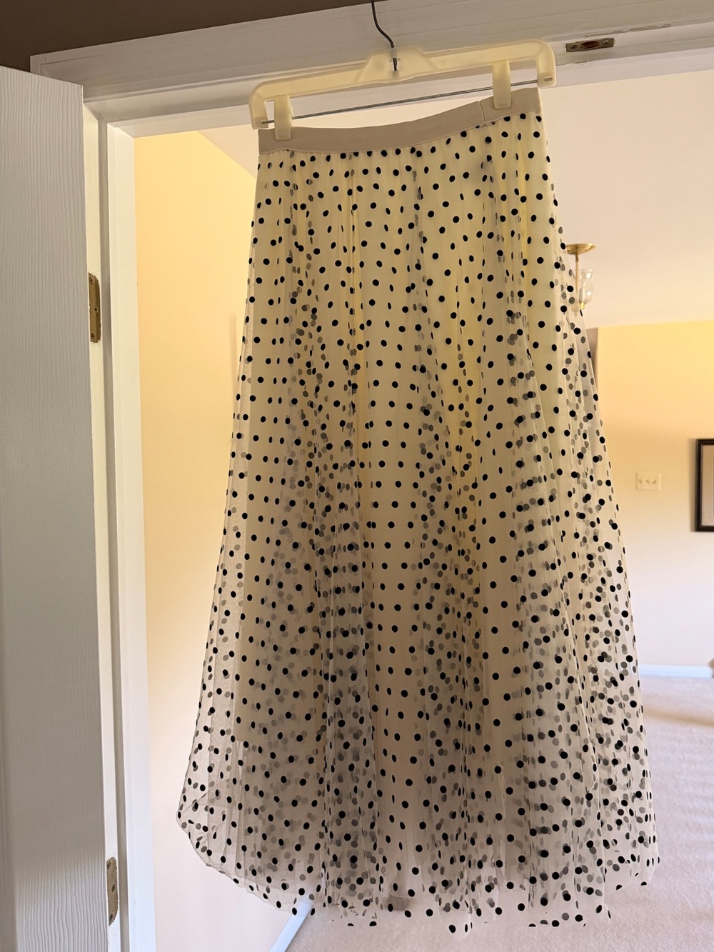 Polka Dot Midi Skirt in Cream and Black